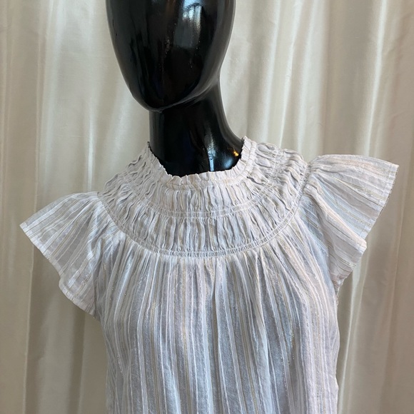 Loft white top with shimmer smock shell. Great shoulder accent ! - Picture 5 of 13